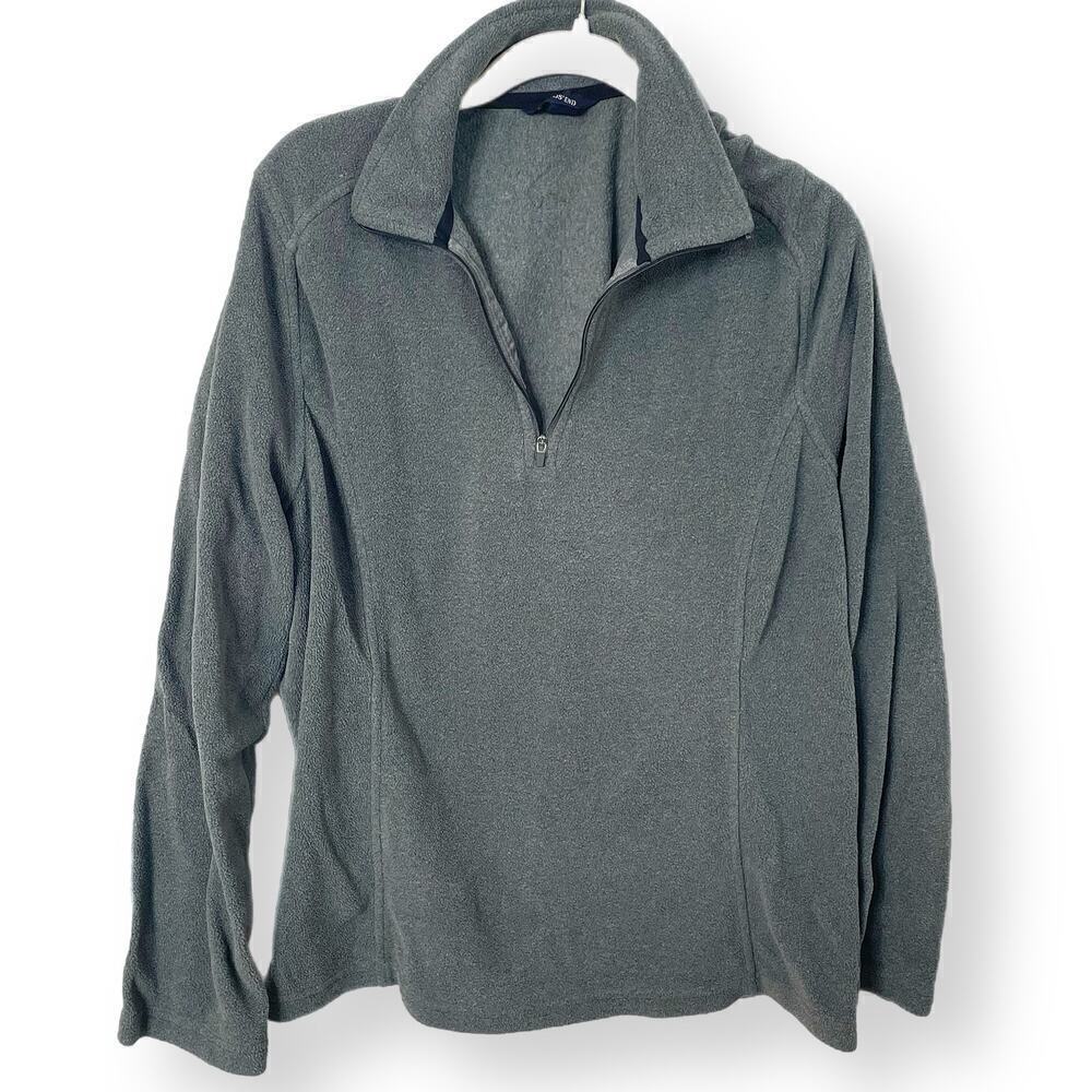 Lands' End half zip popover fleece L gray ladies Polartec